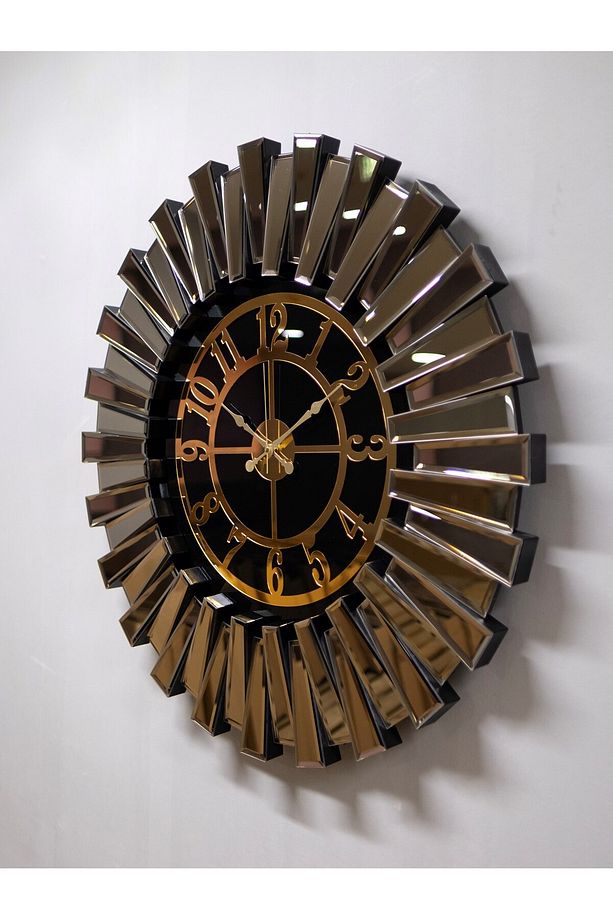 Piano Ahşap Aynalı Duvar Saati Özel El Yapımı 80cm Bronz - 2