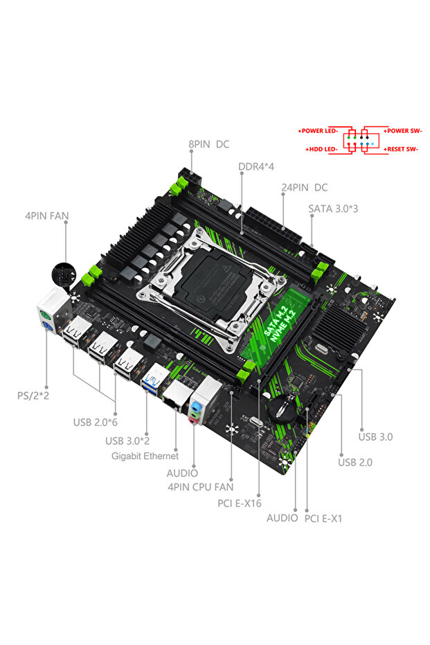 Motherboard+CPU MACHINIST PR9 X99 Motherboard Combo Intel Xeon E5 2680 V3 CPU + DDR4 8GBx2 2133MHz D - 3