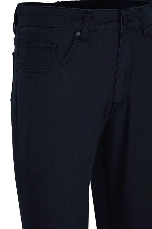 Men's Navy Blue Top Pocket Summer Lycra Slim Jeans