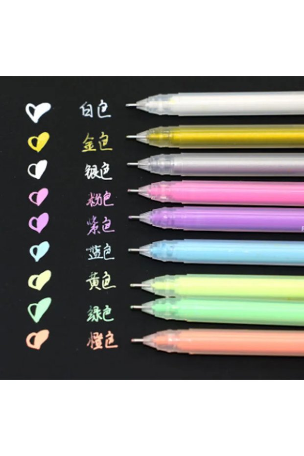 9pcs candy color 9Pcs/set 0.6mm White Gold Silver Ink Color Photo Album Gel Pen Stationery Office Cu