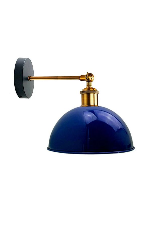 VİNTAGE,RETRO,RUSTİK LACİVERT 1XE27 ESKİTME DUYLU MASALLI TEKLİ DUVAR APLİK ŞAPKA ÇAP:23CM - 1