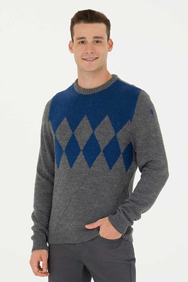 Men's Gray Melange Sweater 50272102-Vr086