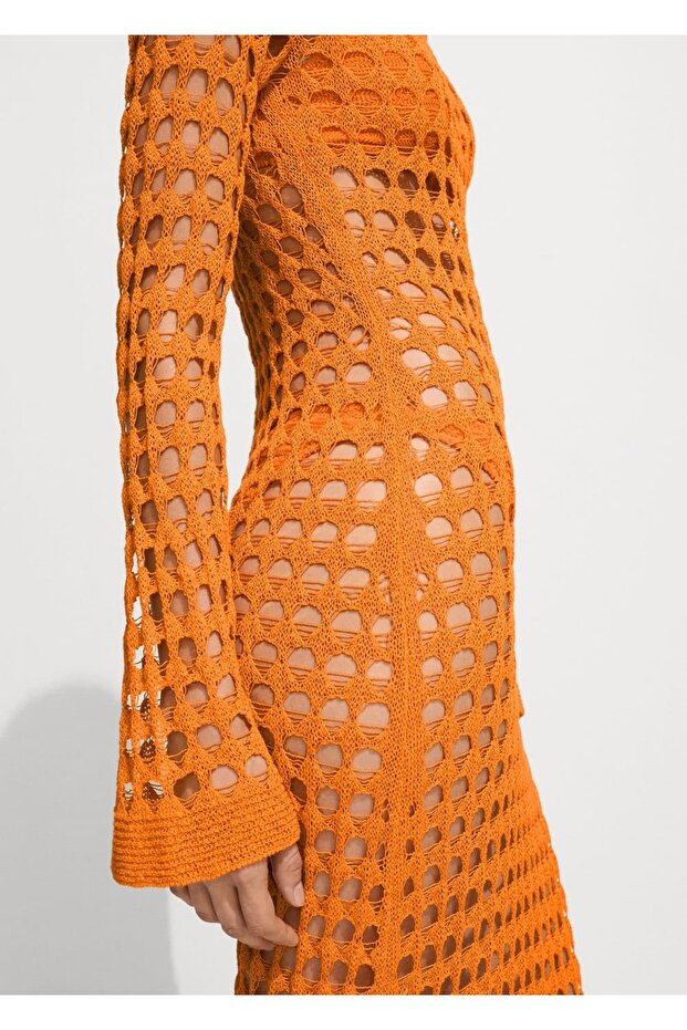 Perforiertes gewebtes langes Kleid - 8