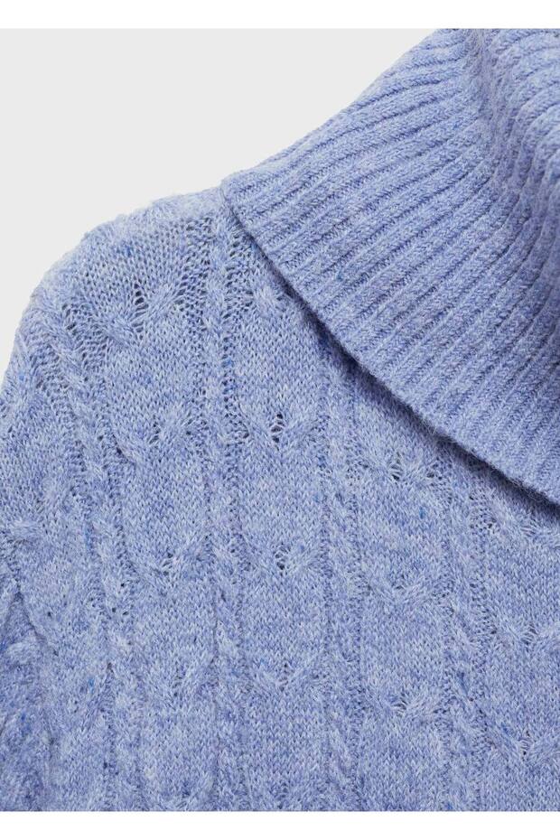 Balıkçı yaka dokuma elbise - 7