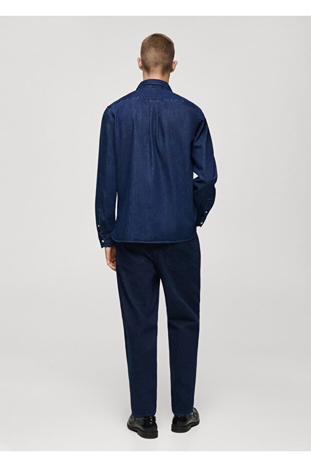 Normal Kesim Denim Gömlek - 4