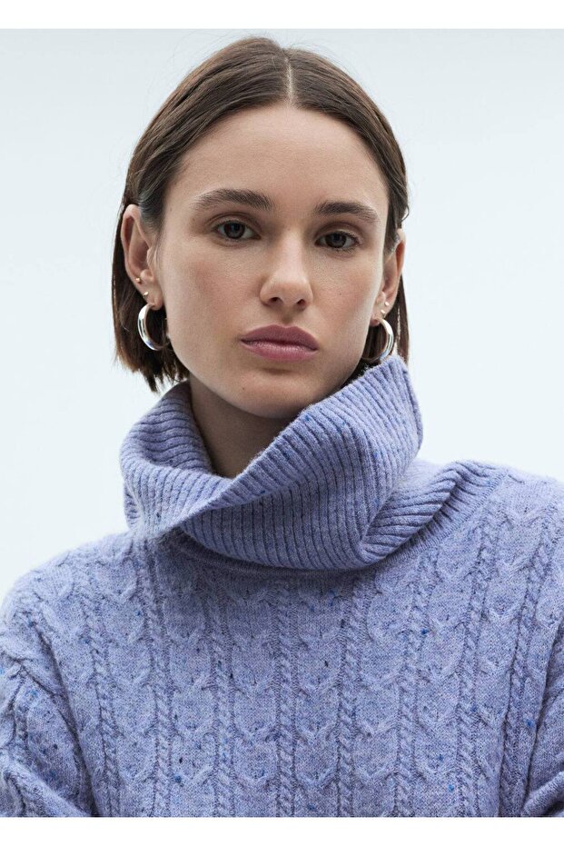 Balıkçı yaka dokuma elbise - 5