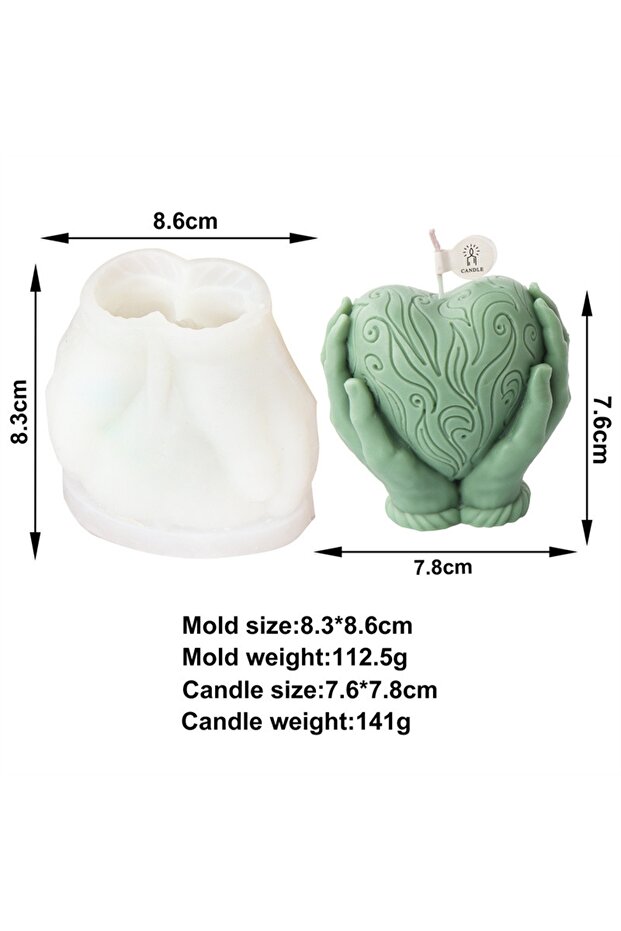 Heart Candle Mold DIY Handheld Heart Shaped Candle Silicone Mould Soap Mould 3D Love Aromatherapy Pl