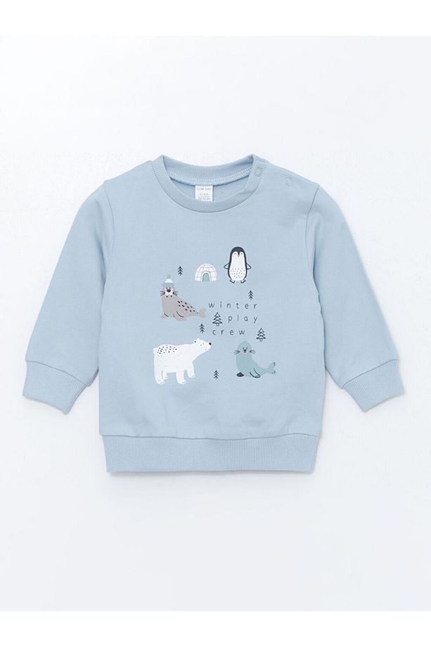 Bisiklet Yaka Baskili Erkek Bebek Sweatshirt Ve Esofman Alt 2'li Takim - W4fd36z1 - 2