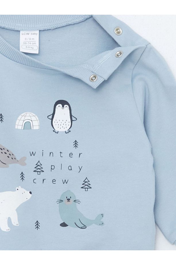 Bisiklet Yaka Baskili Erkek Bebek Sweatshirt Ve Esofman Alt 2'li Takim - W4fd36z1 - 6
