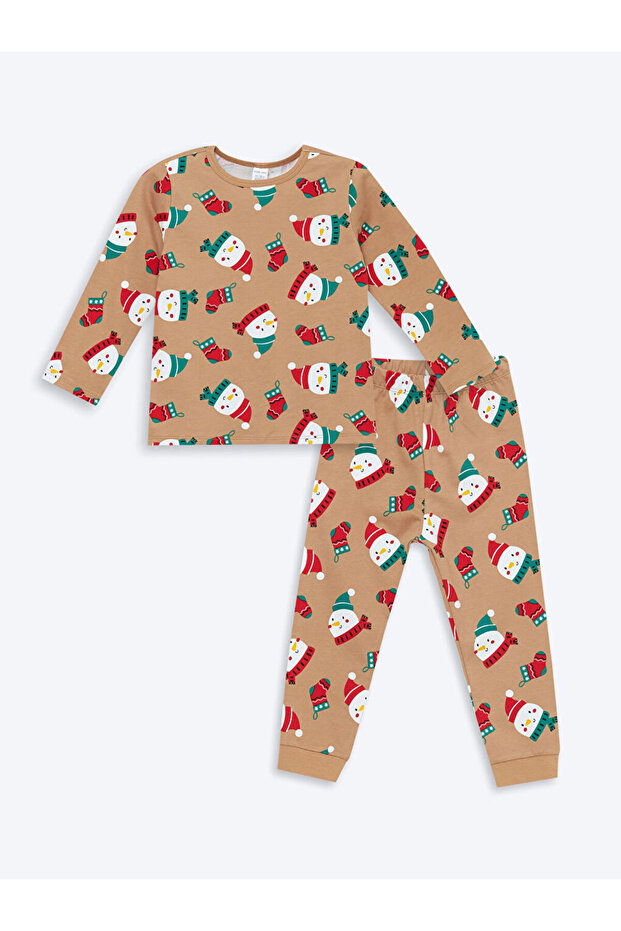 Lcw Kids Brown Christmas Themed Boys Pajamas Set