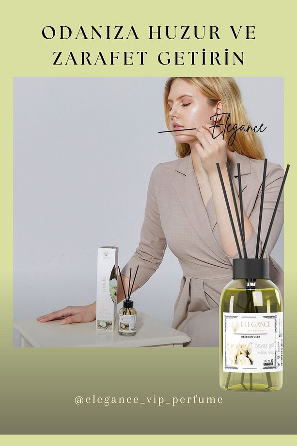 Beyaz Gül Reed Diffuser Bambu Çubuklu Oda Kokusu (110 Ml) - 4