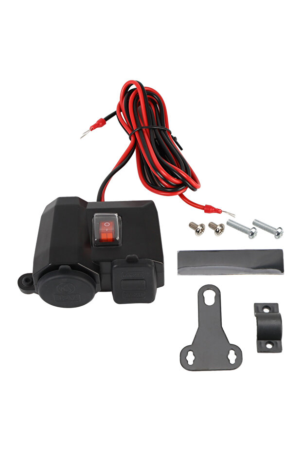 2.1A 24V 12V Motorcycle USB Chargers 3.0 2.1A Cigarette Lighter Port Volt Switch Cover Cell Phone Po