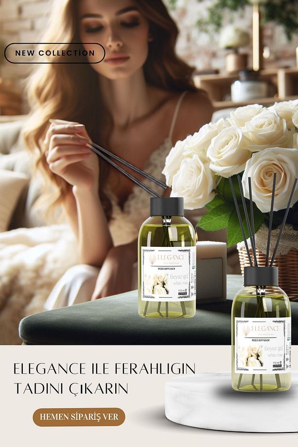 Beyaz Gül Reed Diffuser Bambu Çubuklu Oda Kokusu (110 Ml) - 5