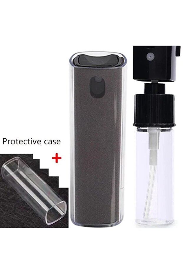 GRAY 2 in 1 Microfiber Screen Cleaner Spray Bottle Mobile Phone Tablet Computer Microfiber Cloth Cle
