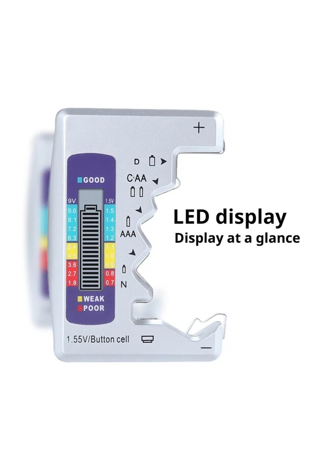white Digital Battery Tester C D N AA AAA 9V 1.5V Button Cell Capacity Check Detector LCD Display Ca - 1