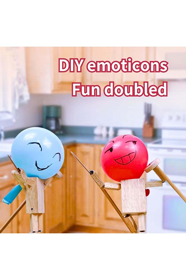 Balloon Bamboo Man Battle,2024 New Pop The Balloon Game,Fun Wooden Bots Battle Game for 2 Players... - 6