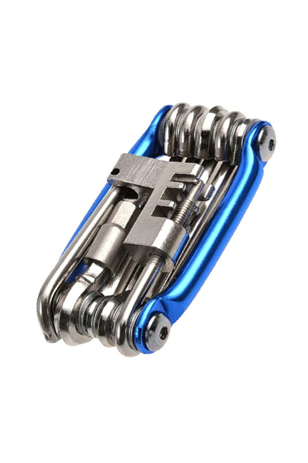 blue 11 in 1 Bicycle Repair Tool Kit Mountain Bike Wrench Screwdriver Chain Hex Spoke Multifunction