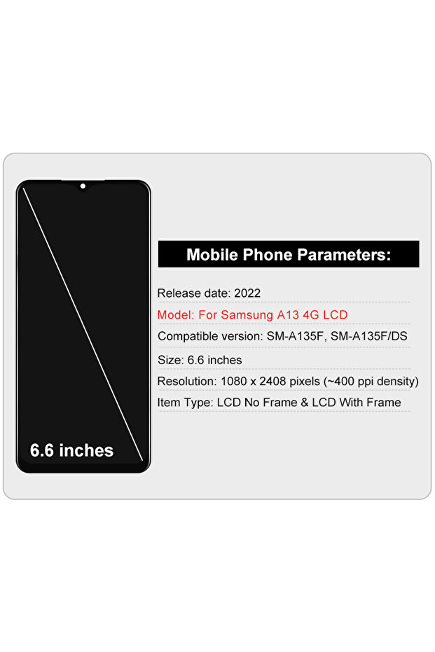 Black With Frame 6.6" Ips For Samsung Galaxy A13 4g Lcd A135 Touch Screen Digitizer Assembly For Sam - 2