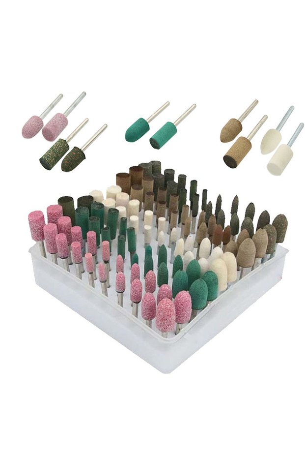 100PCS 20/100 Pcs Assorted Shape Polishing Bits Buffing Wheel for Rotary Drill (Corundum Sand/Sesame