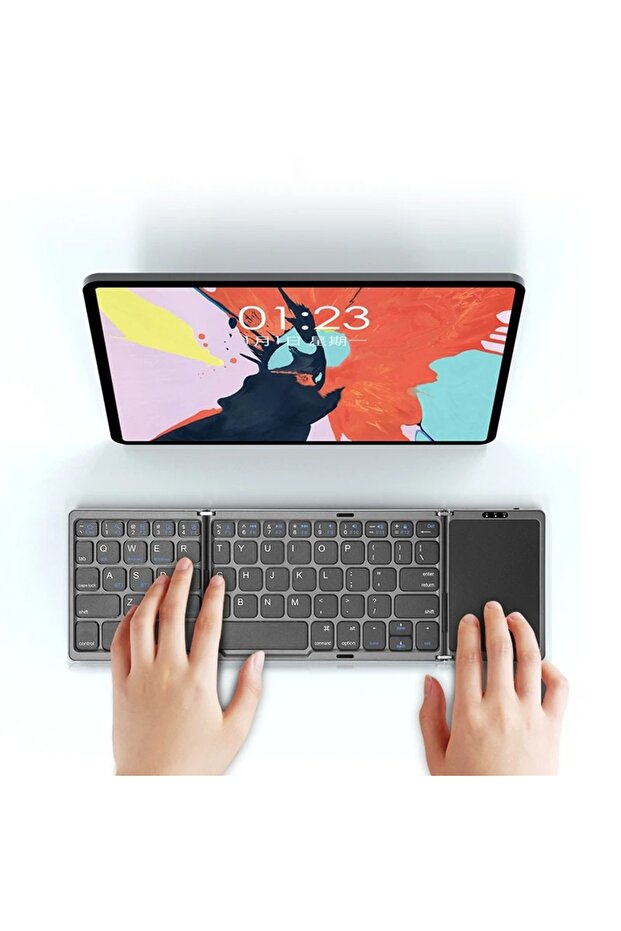 B089T Triple Folding Keyboard Mouse Button Mini Wireless Bluetooth Touchpad Multi-Device Portable... - 4