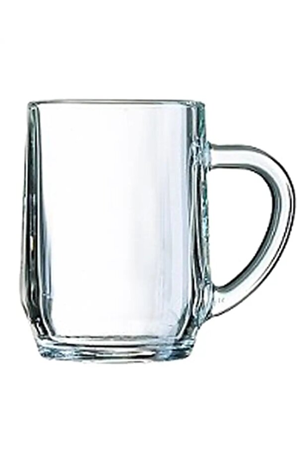 Transparent 590ml Tempered Mug with Handle, Fashionable and Convenient Beverage Container