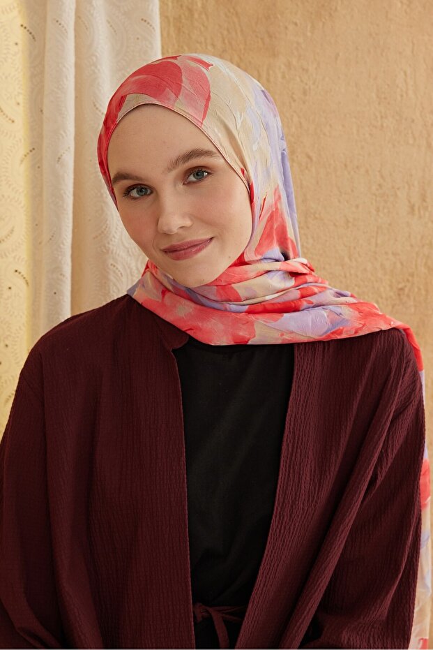 Watercolor Abstract Desen Bambu Şal - 2