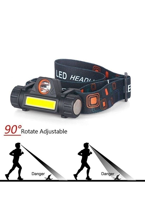 Kafa Feneri Şarjlı Mıknatıslı Lityum Lion Pilli 1200 Lümen Cob Led Kafa Lambası Çalışma Lambası - 6