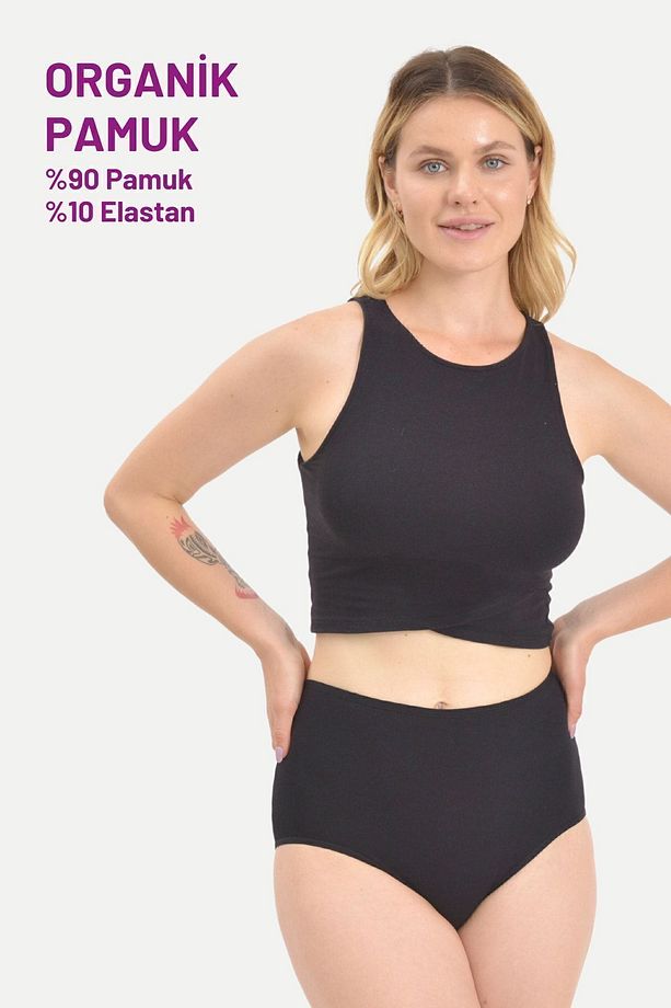 Kadın Külot, Yüksek Bel Külot, 5 Adet Koyu Renkler (S-M-L-XL-2XL-3XL) %100 Yumuşak Kumaş - 3