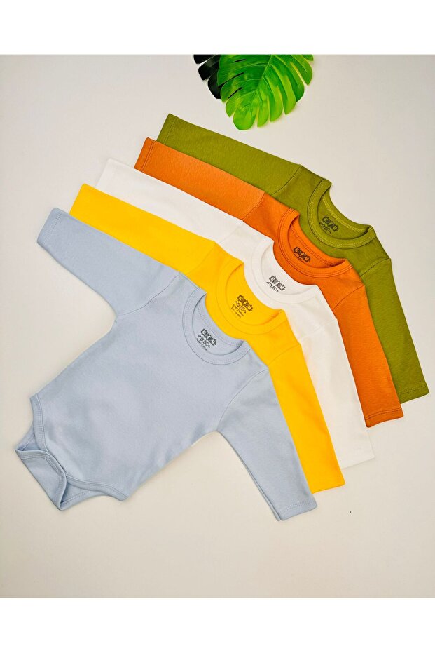 Pack of 5 100% Cotton Combed Long Sleeve Unisex Baby Bodysuit