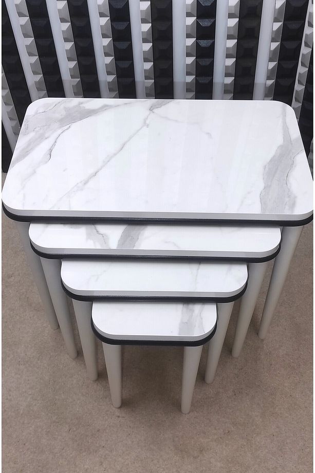 4 lü MDF ahşap zigon sehpa takımı ,dörtlü ahşap modern zigon sehpa - 4