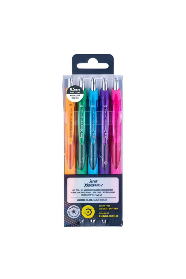 Xberry Gel Pen 05mm Needle Tip 5pcs Pet Sv-xbrgelı0.5b5krpb
