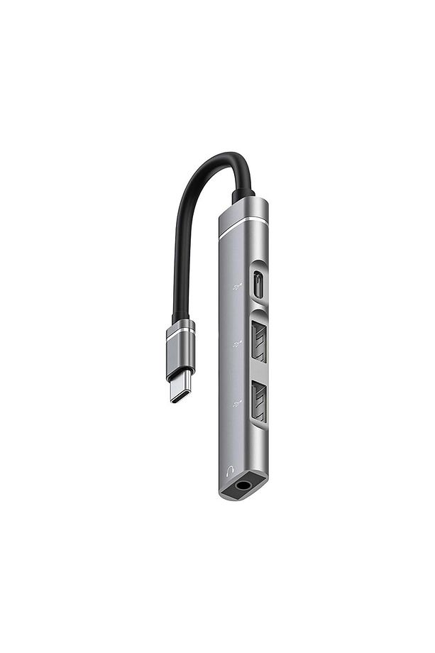 Type C + Çift Usb + 3.5mm Jack Girişli 4in1 Port Çoğaltıcı Hub Adaptör - AL4612 - 1