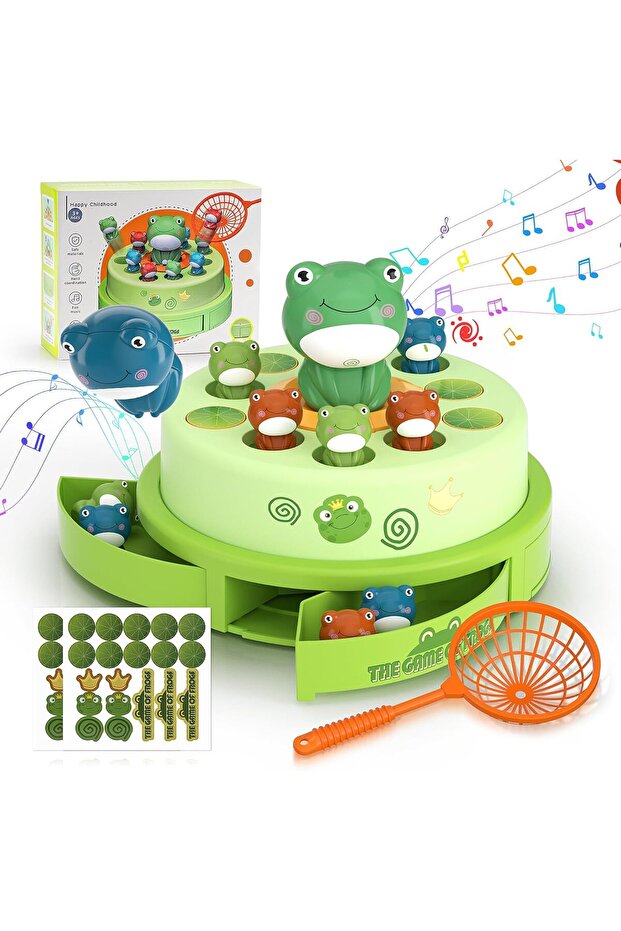 Children's Catapult Frog Turntable Net Fishing Electric Music Sound And Light Parent-child Intera... - 1
