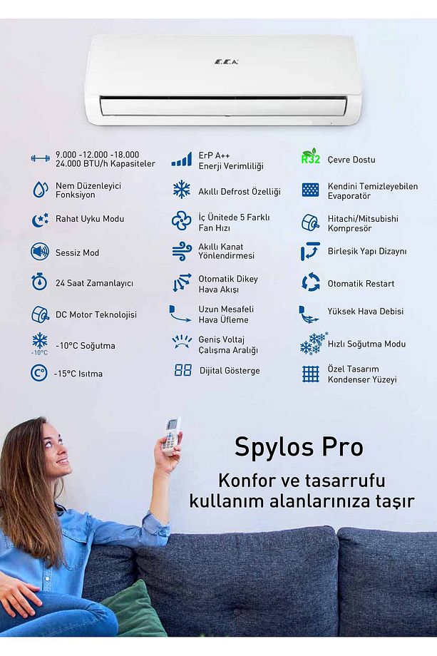 (MONTAJ DAHİL) Spylos A 12000 Btu Inverter Duvar Tipi Klima - 2