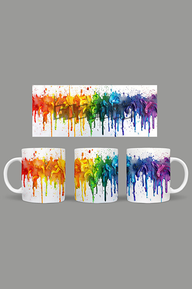 Flowing Paints - Colorful Drops Themed Mug