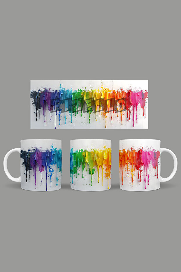 Flowing Paints - Colorful Drops Themed Mug