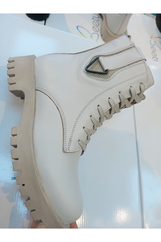 Moda rüzgar bej hakiki deri postal bot - 3