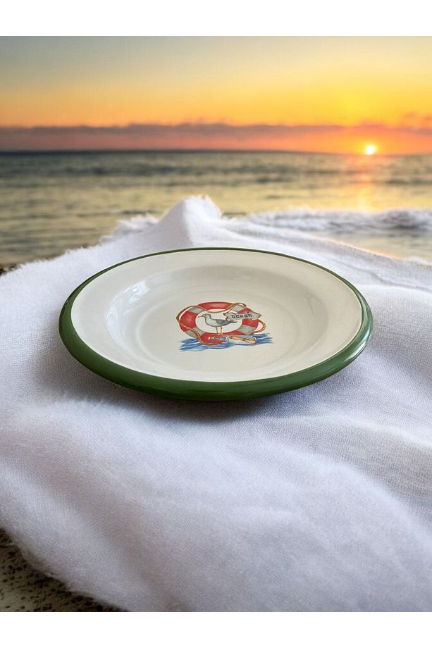 4 Adet 16CM Emaye Yemek Tabağı, Servis Tabağı, Emaye Tabak, Meze Tabağı, Sunum, Meyve, Marine Set - 4
