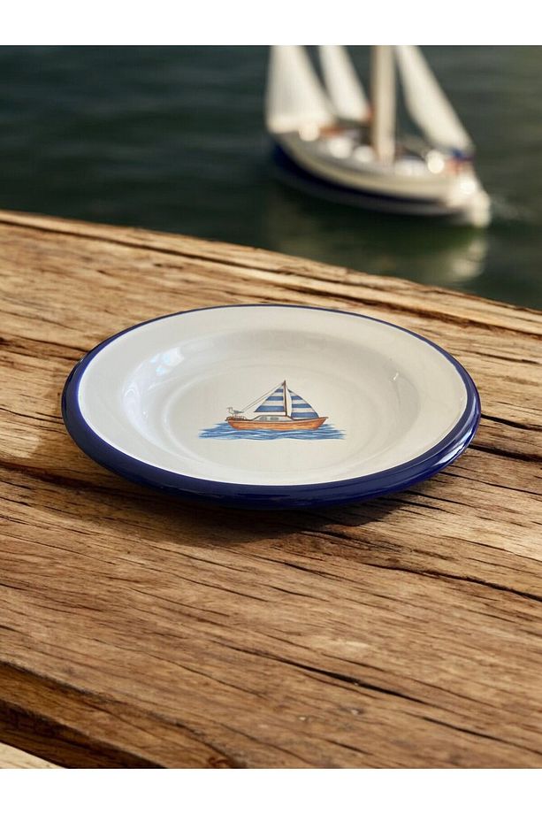 4 Adet 16CM Emaye Yemek Tabağı, Servis Tabağı, Emaye Tabak, Meze Tabağı, Sunum, Meyve, Marine Set - 3
