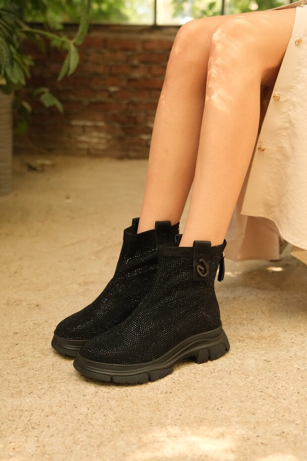 İthal Taşlı Kadın Şık Bot - 4