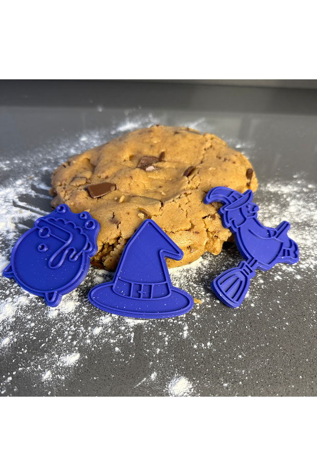 Set of 3 Cookie Mold Cutter Shapers - Witch and Boiler