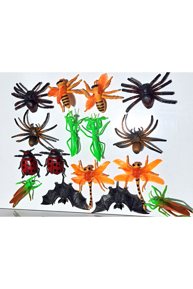 OYUNCAK HAYVANLAR BÖCEKLER KABUKLULAR ŞAKA HAYVANLARI 16 ADET 30X21CM - 4