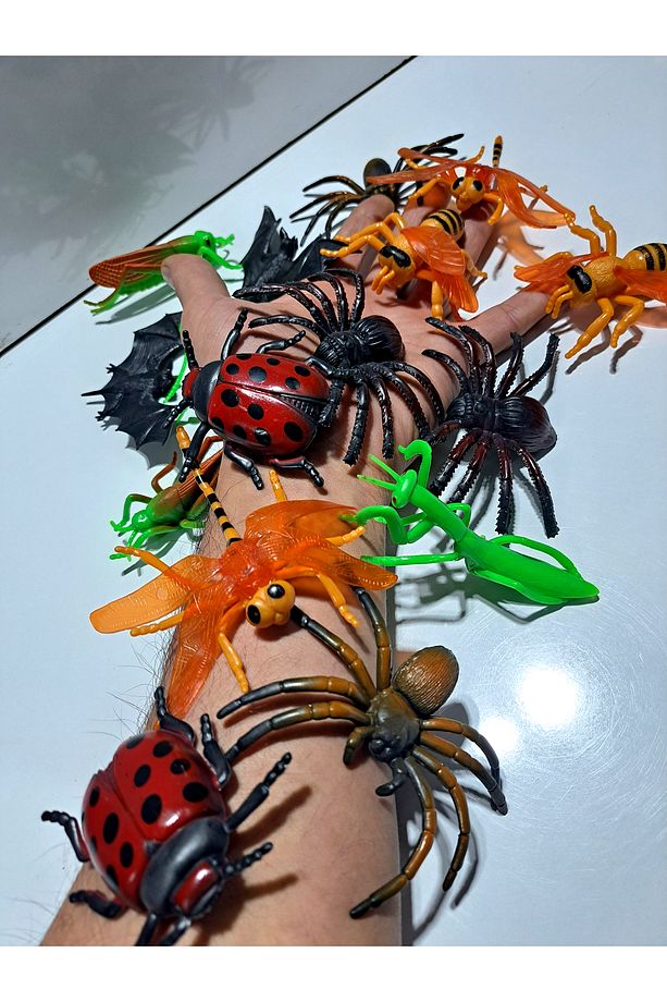 OYUNCAK HAYVANLAR BÖCEKLER KABUKLULAR ŞAKA HAYVANLARI 16 ADET 30X21CM - 1