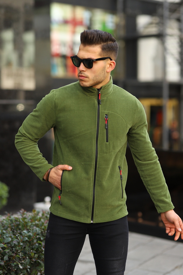 Men's Black Fleece Winter Thick Full Zipper Cotton Fabric Fleece Jacket