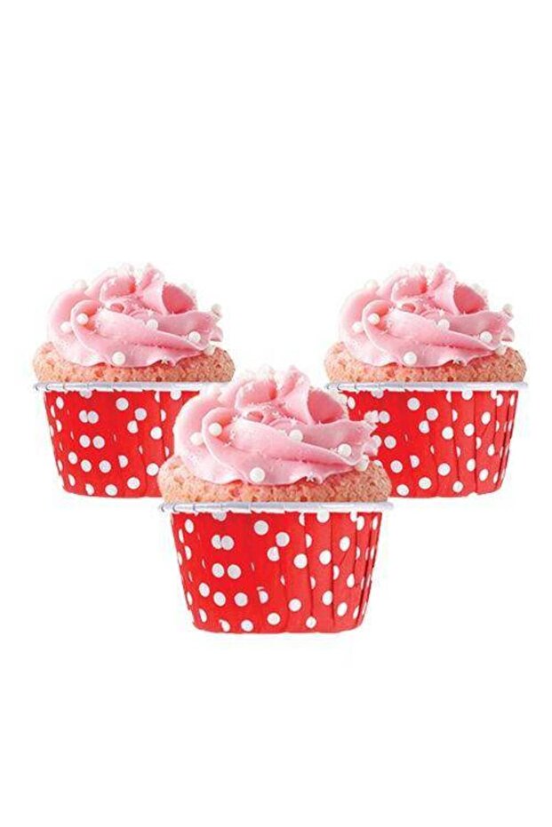 Red Polka Dot Muffin Cupcake Capsules (25 Pcs) Muffin Paper Red