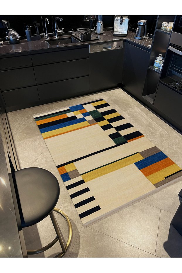 Angel Collection Multicolor Geometric Patterned Woven Base Modern Decorative Carpet Melek29