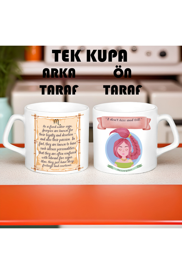 Akrep Burcu (Scorpio) İngilizce Porselen Kupa Bardak Orta Boy 225 ml Tek Adet - 4