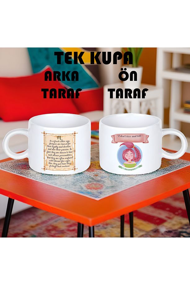 Akrep Burcu (Scorpio) İngilizce Porselen Kupa Bardak Küçük Boy 150 ml Tek Adet - 1