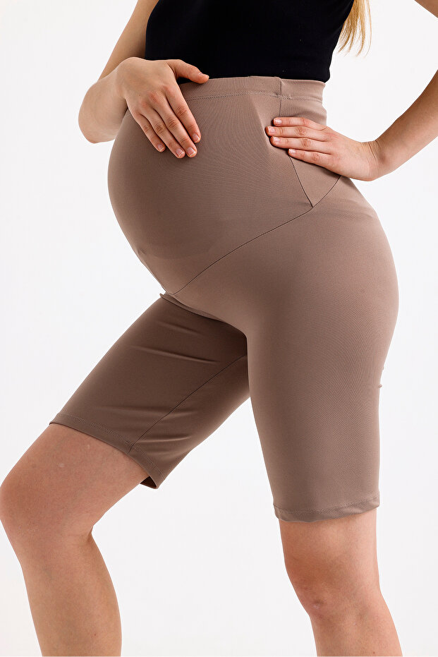 Diz Üstü Biker Esnek Ayarlanabilir Bel Hamile Şort Tayt - 5