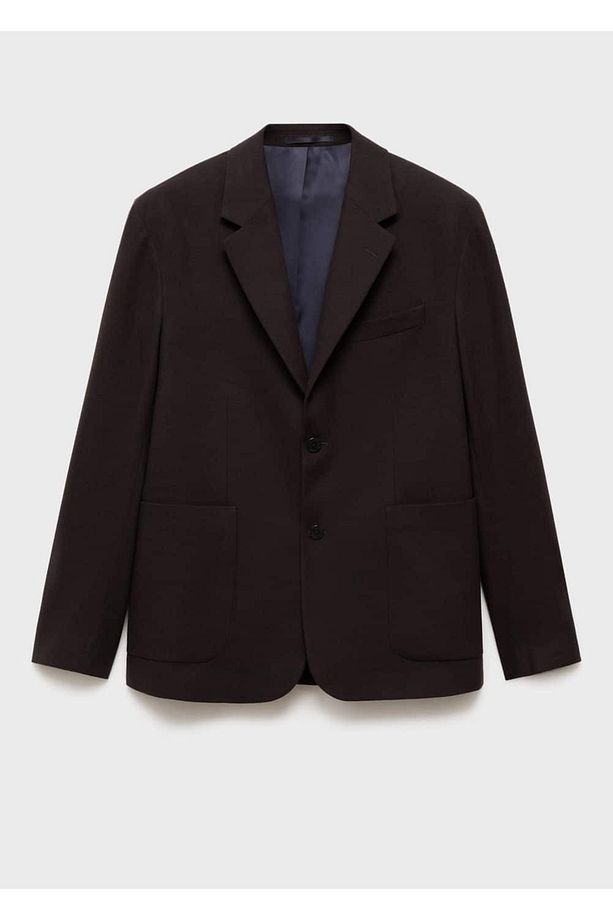 Regular kesim geri dönüştürülmüş yün blazer ceket - 3